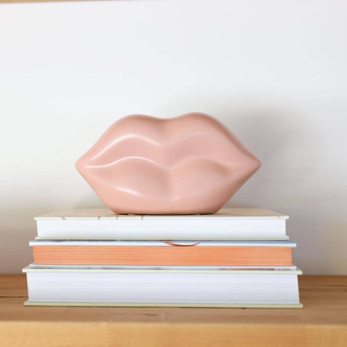 Blush Pink Lips Ceramic Sculpture