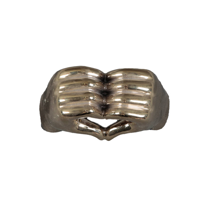 Metallic Heart Hands Figurine: Gold