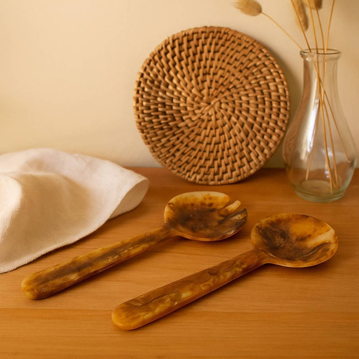 Faux Tortoise Shell Salad Servers