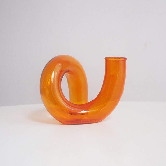 Nordic Twist Flower Vase: Orange