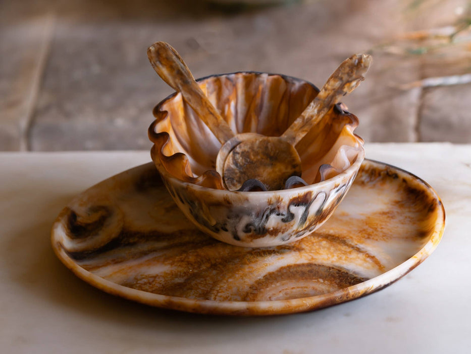 Faux Tortoise Shell Salad Servers