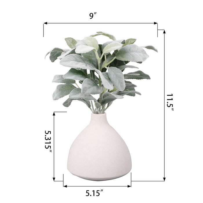 Matte Ceramic Vase -Faux Sage Arrangement