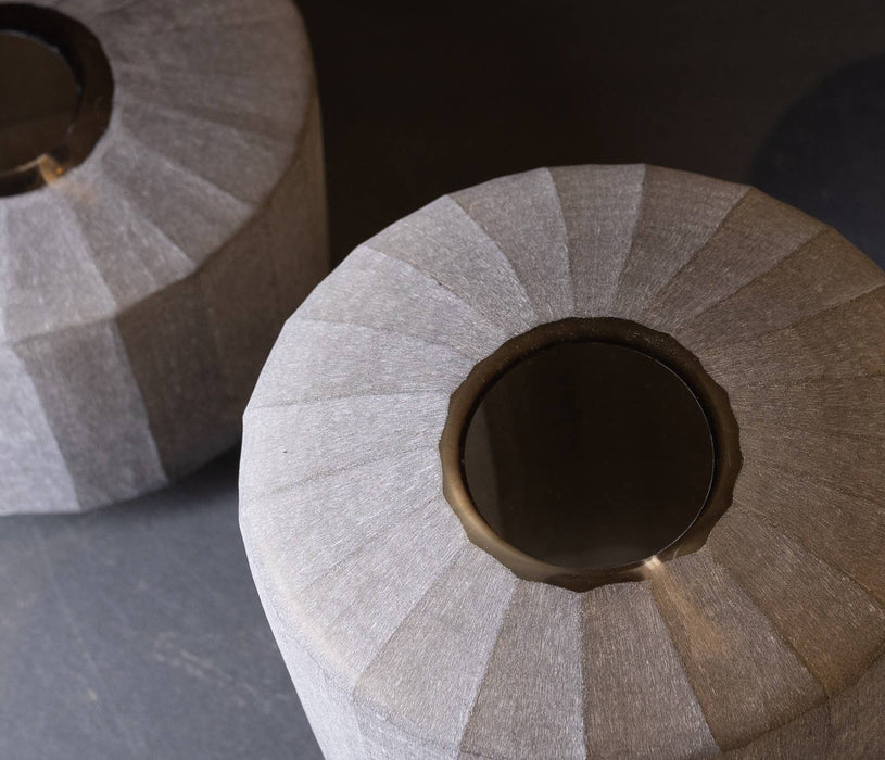 Standard Smoke Vase Vertical Flat Cut Stone Finish Dia 7.75": Smoke / GLASS