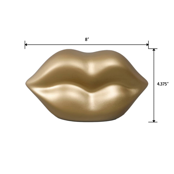 Gold Lips Ceramic Sculpture