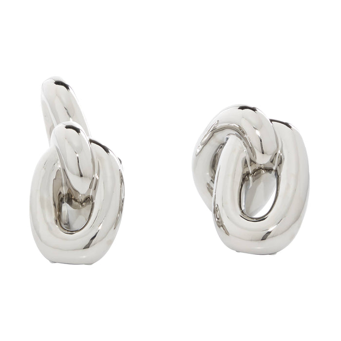 Glam Silver Porcelain Ceramic Sculpture Set
