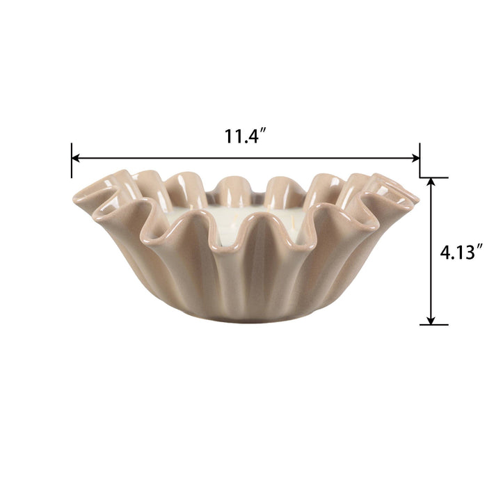 17 oz Ruffle Bowl Ceramic Candle – Veranda (Beige)