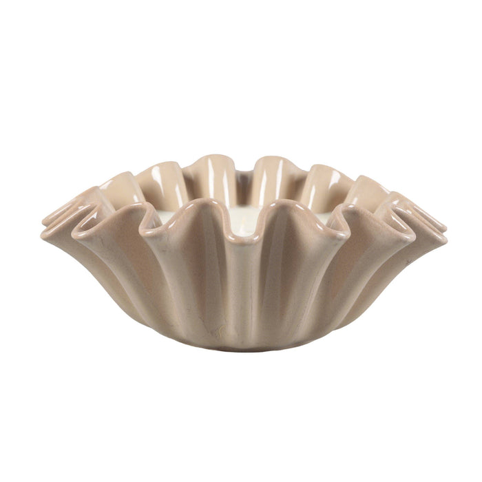 17 oz Ruffle Bowl Ceramic Candle – Veranda (Beige)