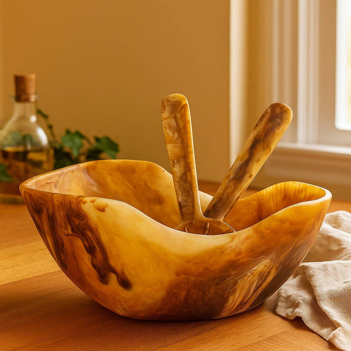 Faux Tortoise Shell Salad Servers