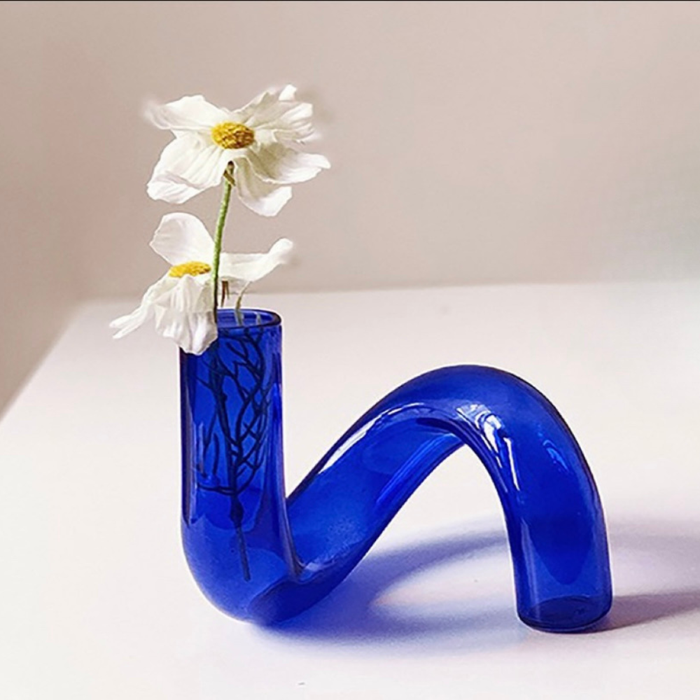Nordic Twist Flower Vase: Blue