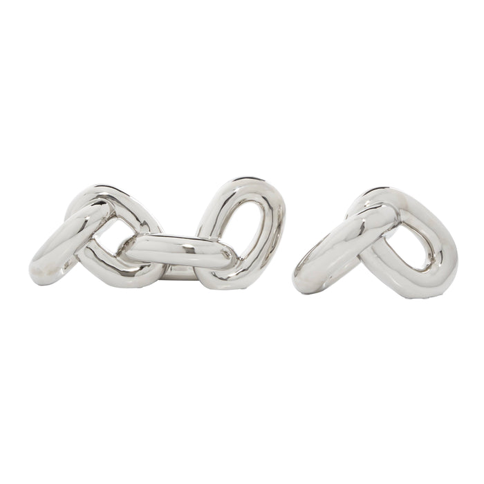 Glam Silver Porcelain Ceramic Sculpture Set