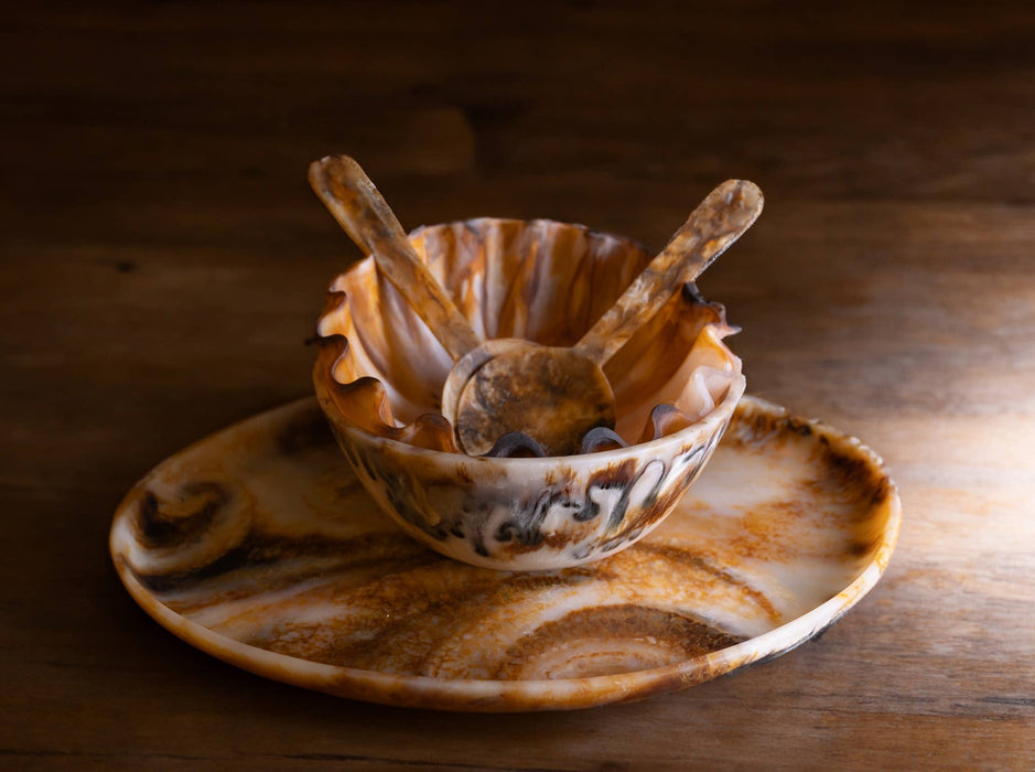 Faux Tortoise Shell Salad Servers