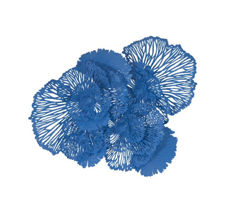 Flower Wall Art Large, Blue, Metal