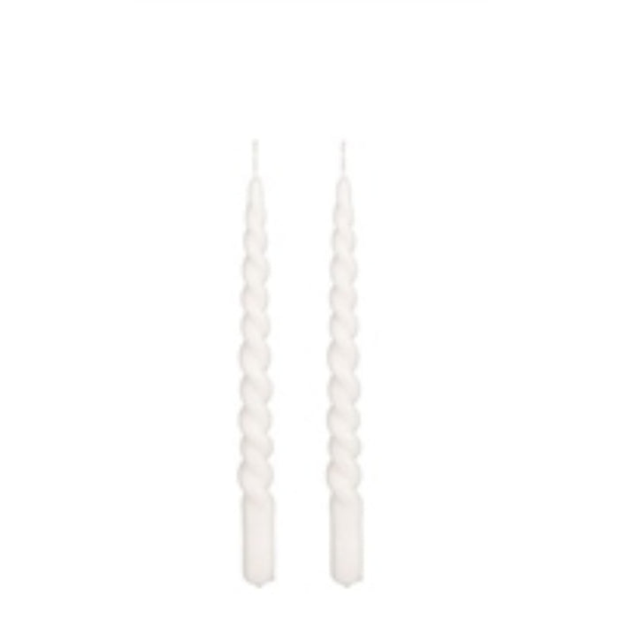 Set of 2 Twist Cream Taper Candle