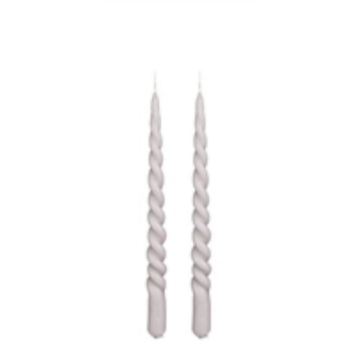 Set of 2 Twist Grey Taper Candle