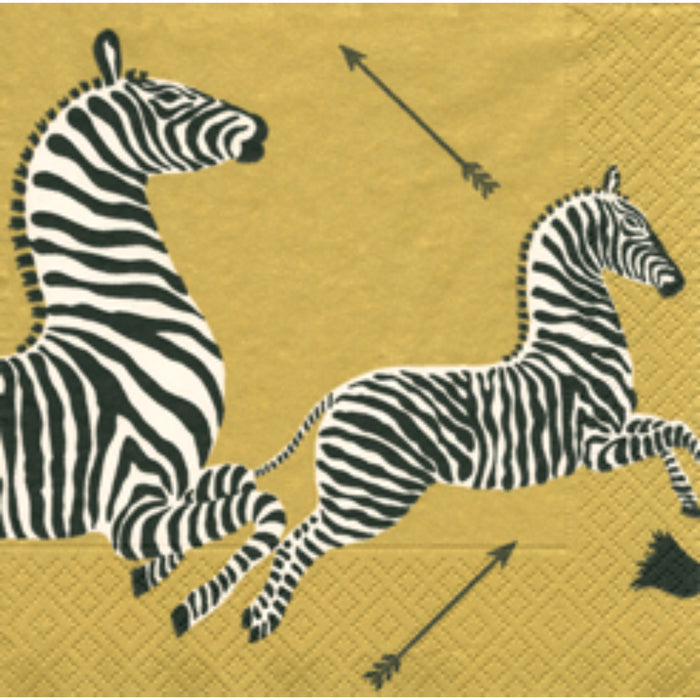 Zebras Gold Cocktail Napkin