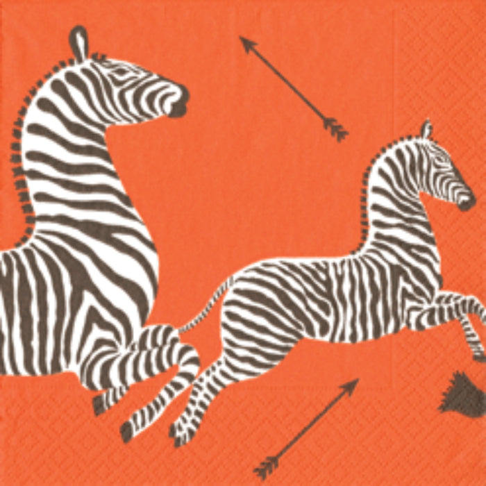 Zebras Orange Cocktail Napkin