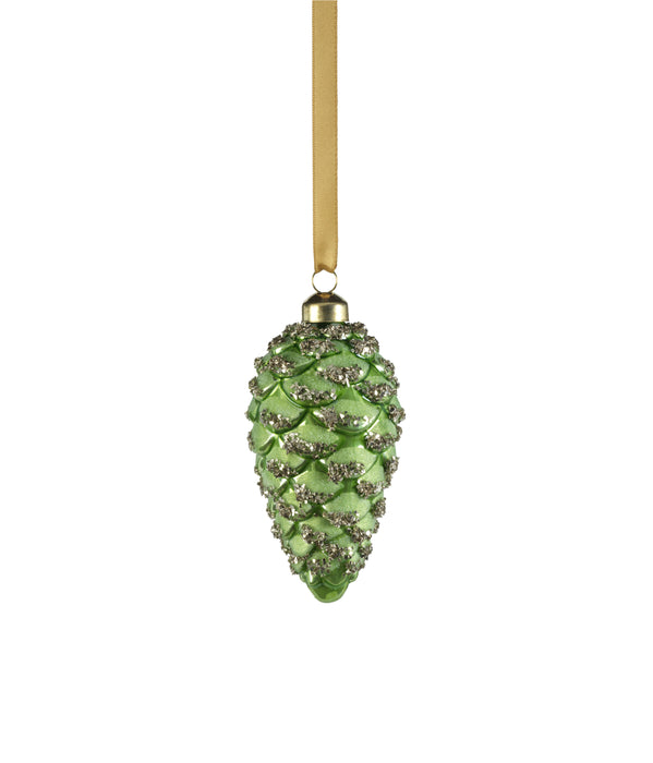 SM. Green Pine Cone Ornament