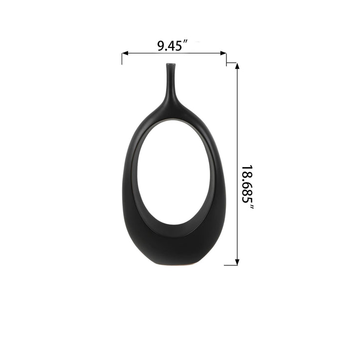 18.69" Tall Black Open Oval Decorative Accent