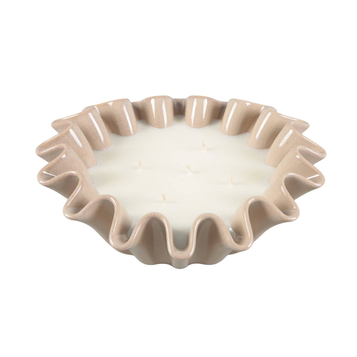 17 oz Ruffle Bowl Ceramic Candle – Veranda (Beige)