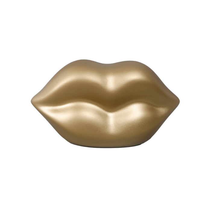 Gold Lips Ceramic Sculpture