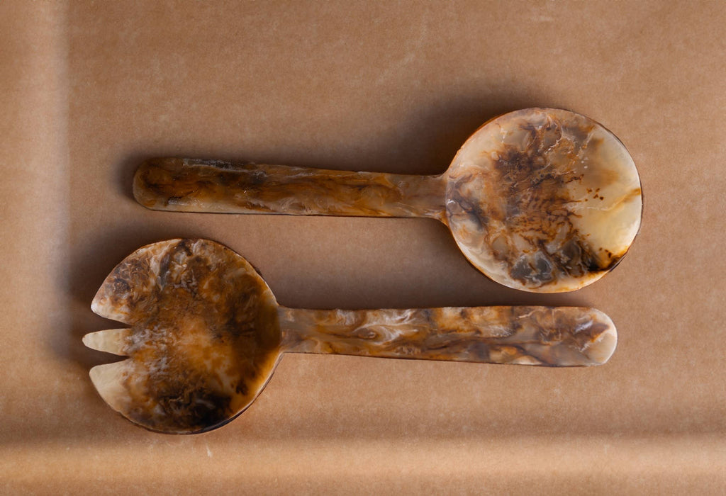 Faux Tortoise Shell Salad Servers