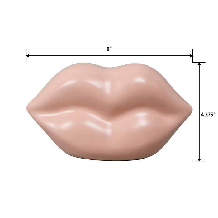 Blush Pink Lips Ceramic Sculpture