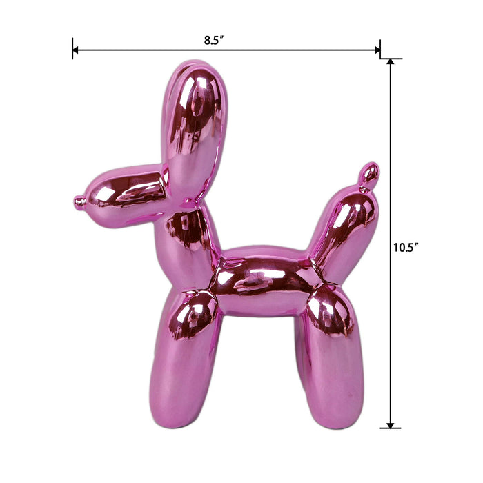 10.5" Metallic Pink Balloon Dog Sculpture
