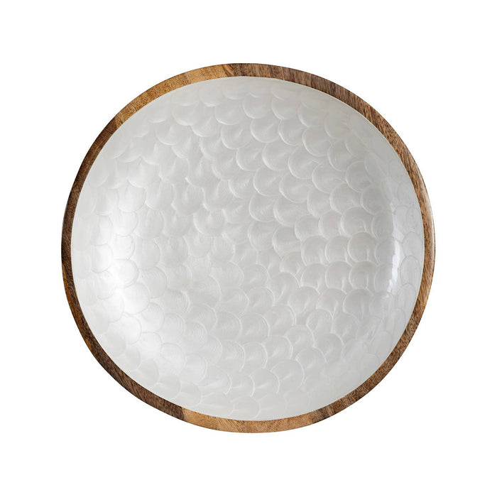 Mang Wood Bowl With White Pearl Enamel: Natural / WOOD