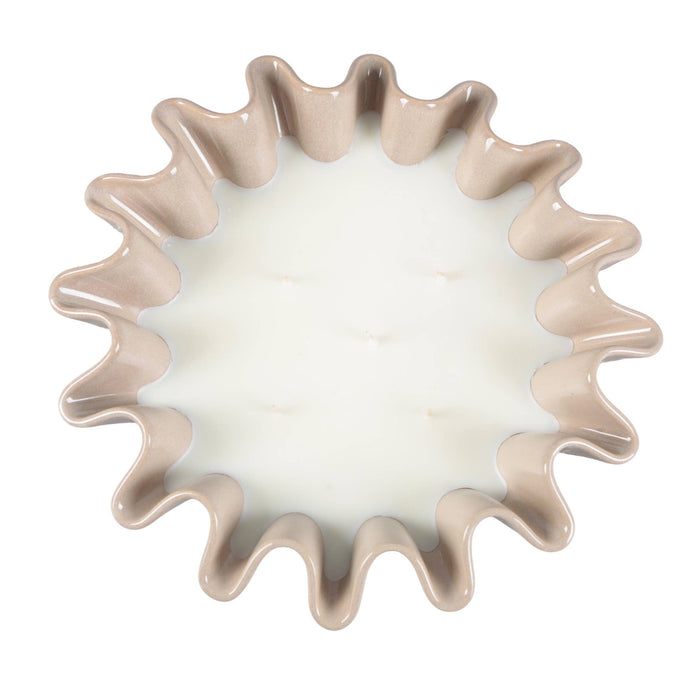 17 oz Ruffle Bowl Ceramic Candle – Veranda (Beige)