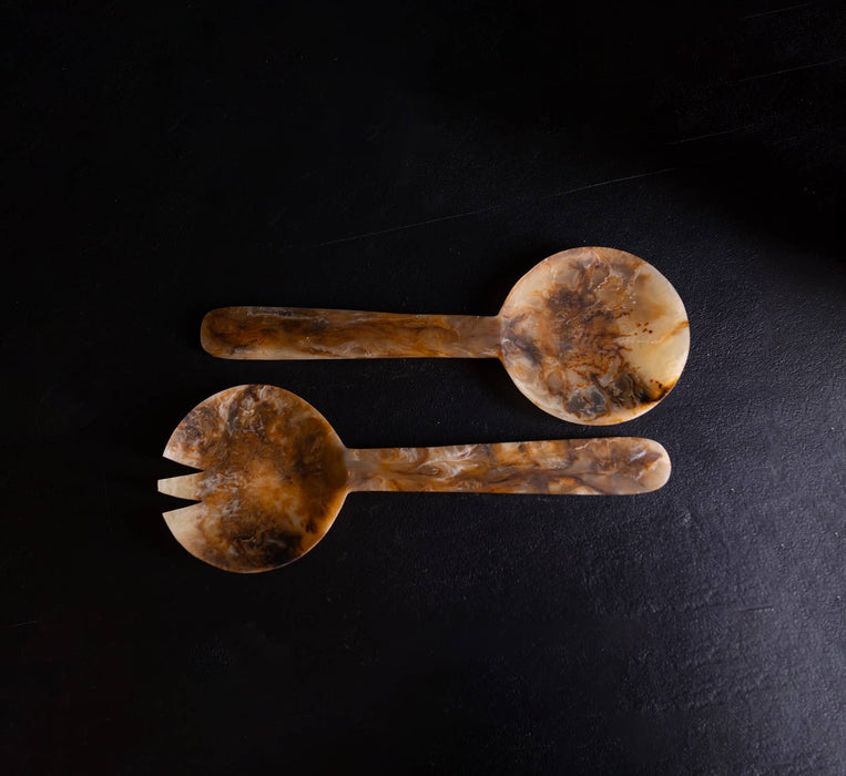 Faux Tortoise Shell Salad Servers