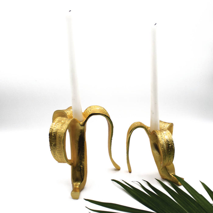 Gold Banana Candlestick Set