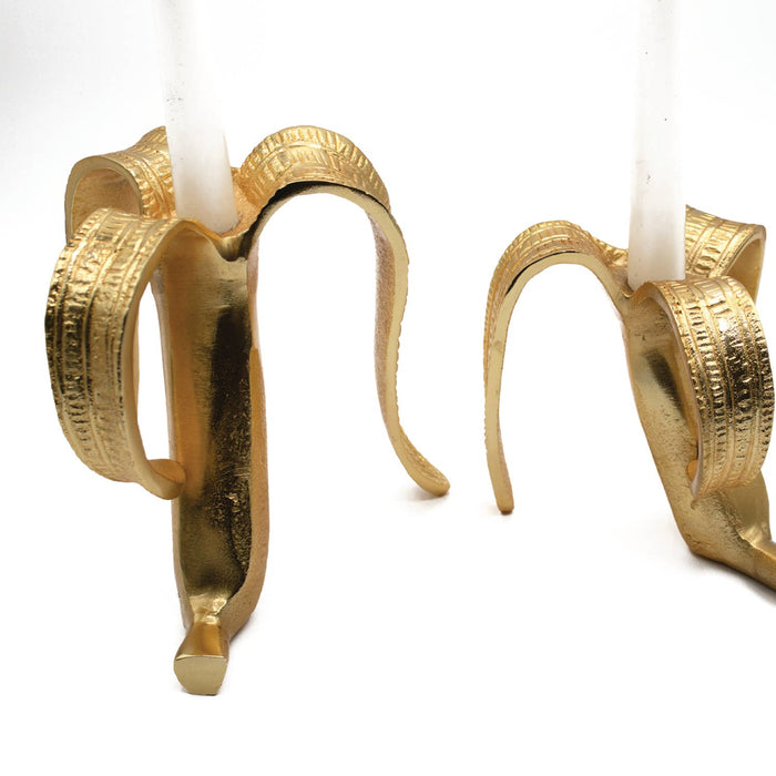 Gold Banana Candlestick Set