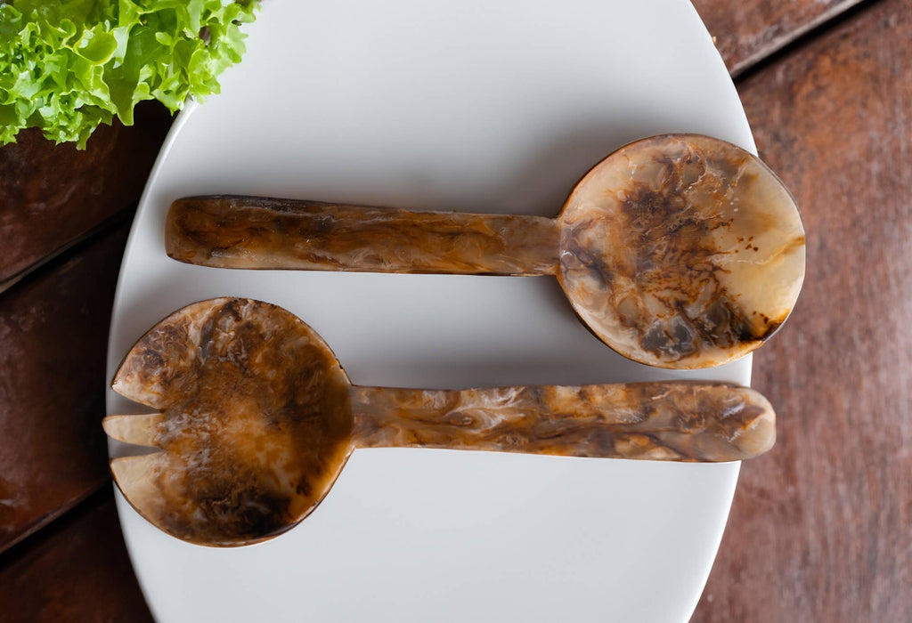 Faux Tortoise Shell Salad Servers